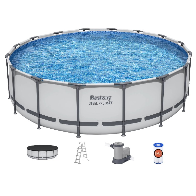 Pool Ladder Above Ground - Steel Pro MAX Bovengronds Zwembad, Ronde