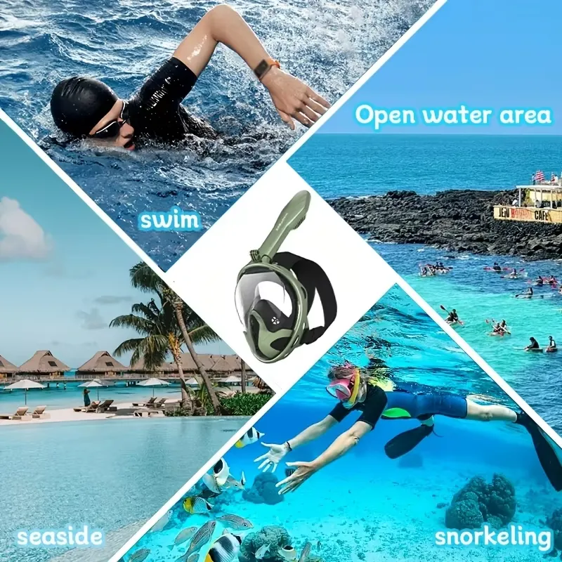 Snorkel Mask Full Face - Volledig gezichtsnorkelmasker voor volwassenen 180 °