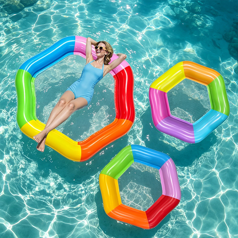 Pool Lounger Inflatable - Nieuwe Hexagon Kleurrijke Opblaasbare Waterbed Dikke